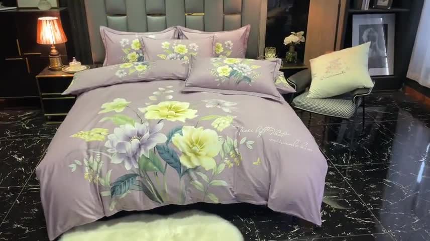 91家纺网 家纺一手货源 找家纺 金爱家 2021新款大版磨毛条格简约四件套翡翠罗浮