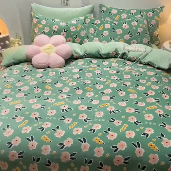 91家纺网 家纺一手货源 找家纺 芃成家纺 2021新款牛奶绒印花四件套 优雅花香