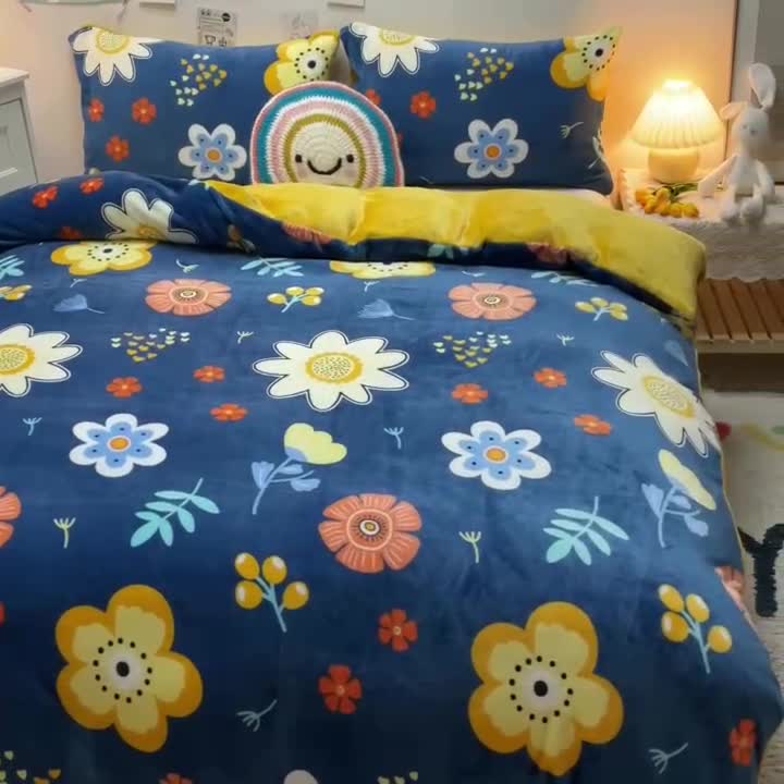 91家纺网 家纺一手货源 找家纺 芃成家纺 2021新款牛奶绒印花单被套 陌上花