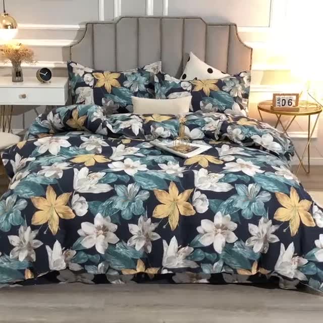 91家纺网 家纺一手货源 找家纺 总-2024加厚全棉磨毛四件套 活性印花纯棉床单床笠款多规格