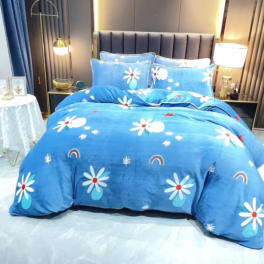 91家纺网 家纺一手货源 找家纺 情煊家纺 2021新款牛奶绒四件套 炫彩