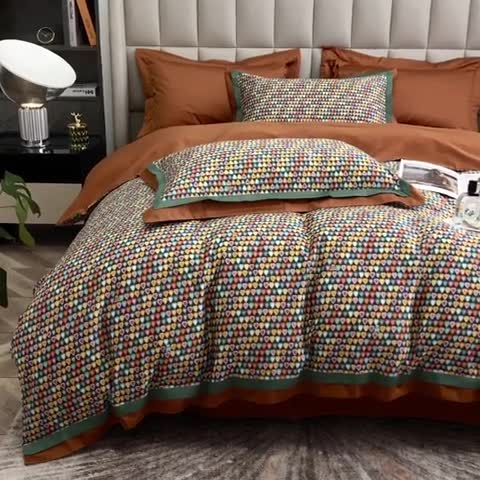 91家纺网 家纺一手货源 找家纺 涞澳 2021新款100支数码印花四件套 恋语