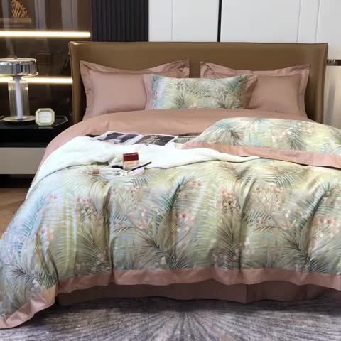 91家纺网 家纺一手货源 找家纺 涞澳 2021新款100支数码印花四件套 暮秋