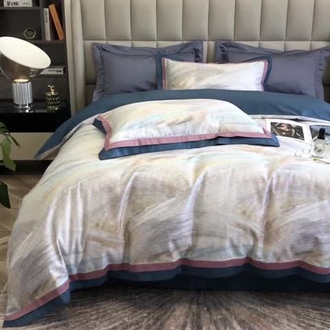 91家纺网 家纺一手货源 找家纺 涞澳 2021新款100支数码印花四件套 铅华