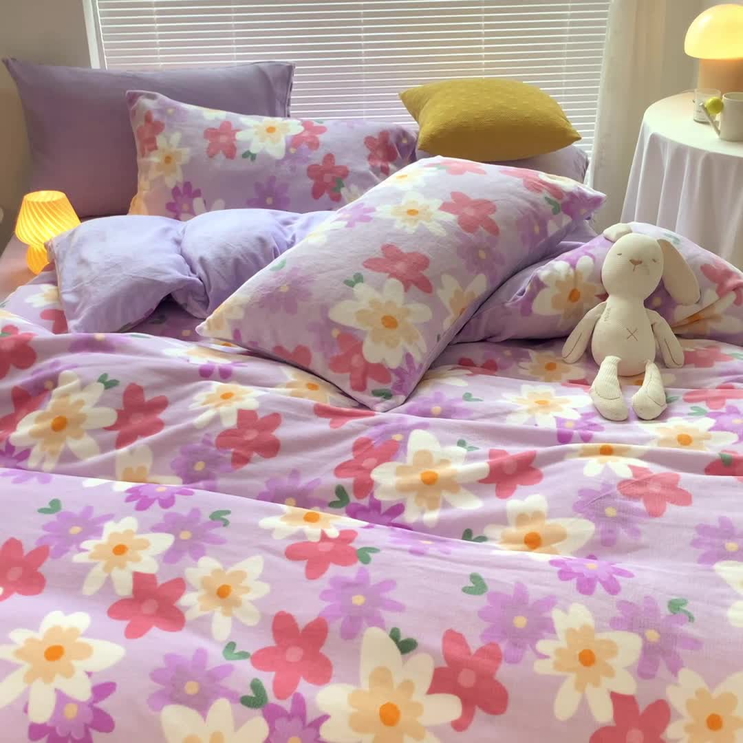 91家纺网 家纺一手货源 找家纺 安哆啦 2021新款220g牛奶绒简约款四件套 思慕