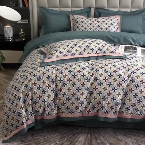 91家纺网 家纺一手货源 找家纺 涞澳 2021新款100支数码印花四件套 丘比特-蓝