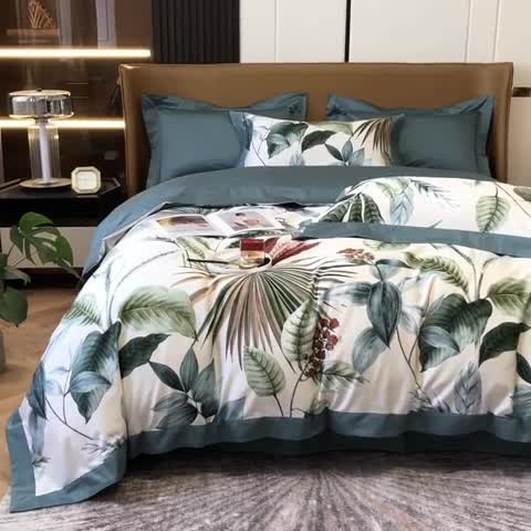 91家纺网 家纺一手货源 找家纺 涞澳 2021新款100支数码印花四件套 穗禾