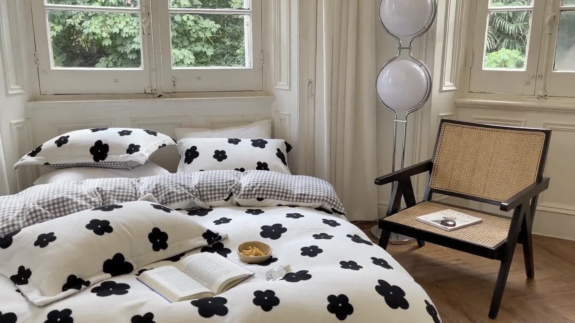 91家纺网 家纺一手货源 找家纺 柚子  2021新款牛奶绒印花四件套 茶花