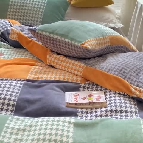 91家纺网 家纺一手货源 找家纺 金爱家 2021新款牛奶绒暖边四件套 夜办