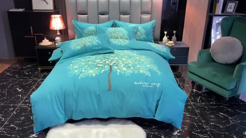 91家纺网 家纺一手货源 找家纺 金爱家 2021新款大版磨毛花卉系列四件套 四季春