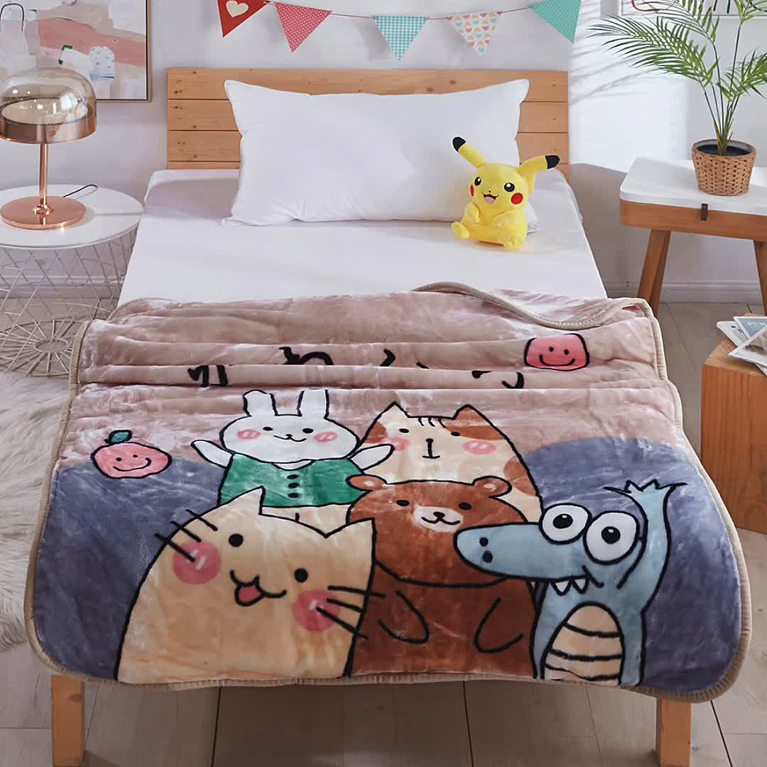 91家纺网 家纺一手货源 找家纺 凯轩毛毛毯毯子 儿童云毛毯毯子系列不二家 美丽园-灰