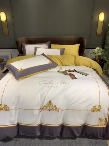 91家纺网 家纺一手货源 找家纺 凡客 2022春夏新款60S贡缎长绒棉印花四件套 花栖寻梦