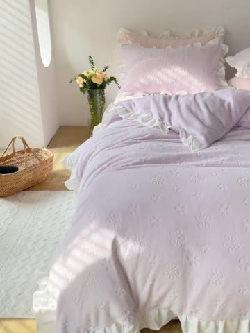 91家纺网 家纺一手货源 找家纺 FORTWO 2022新款230克全消光牛奶绒四件套奶酪-紫