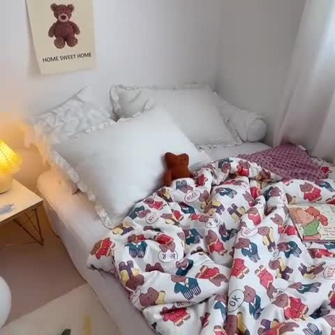 91家纺网 家纺一手货源 找家纺 星期八 2021新款韩国超ins进口安抚豆豆被子春秋被 ok熊