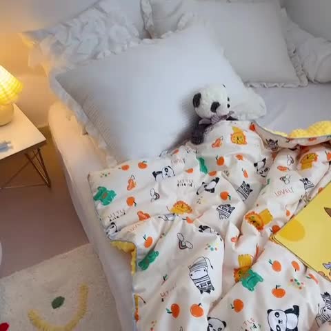 91家纺网 家纺一手货源 找家纺 星期八 2021新款韩国超ins进口安抚豆豆被子春秋被 狮子帮