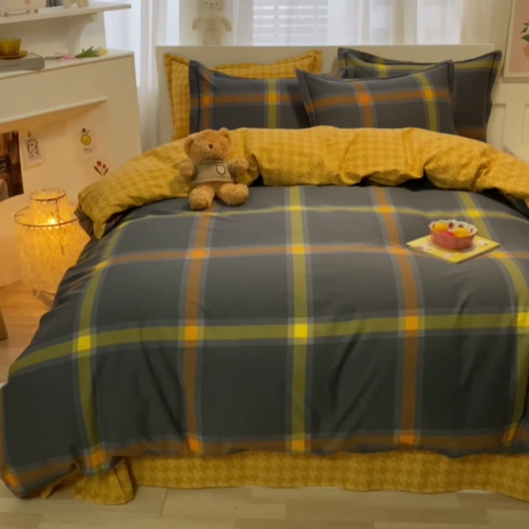 91家纺网 家纺一手货源 找家纺 金爱家 2021新款大版秋冬纯棉磨毛四件套 晨露