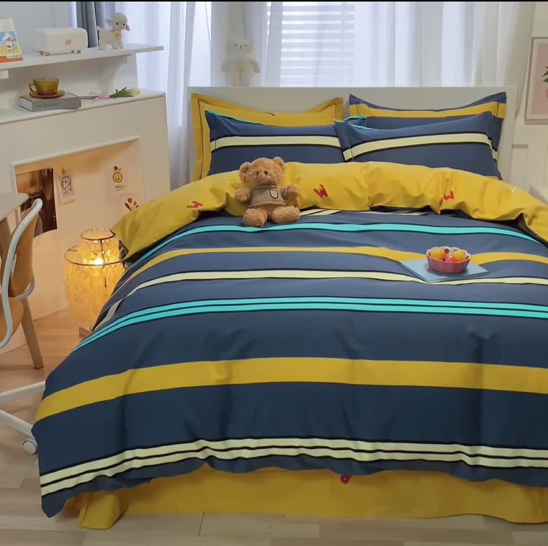 91家纺网 家纺一手货源 找家纺 金爱家 2021新款大版秋冬纯棉磨毛四件套 岛屿