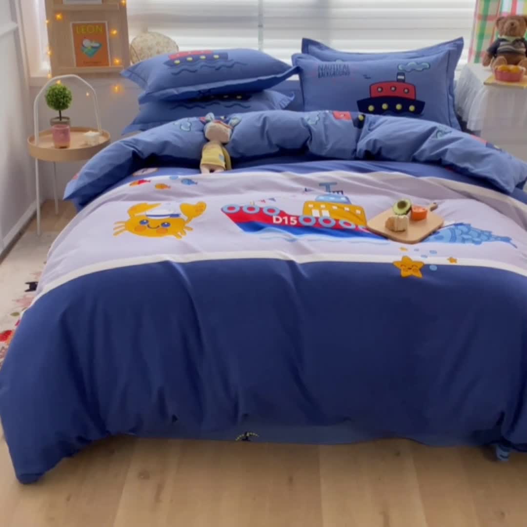 91家纺网 家纺一手货源 找家纺 金爱家 2021新款大版秋冬纯棉磨毛四件套 海上传奇