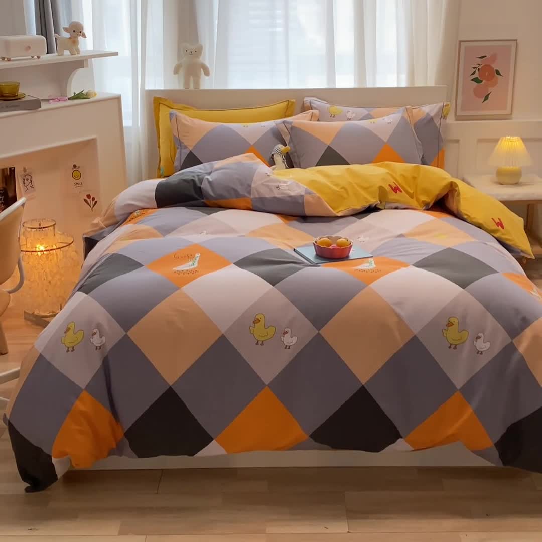 91家纺网 家纺一手货源 找家纺 金爱家 2021新款大版秋冬纯棉磨毛四件套 圣卡洛