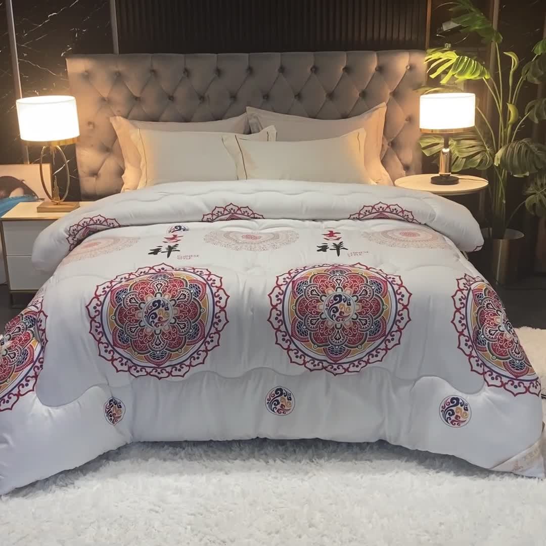 91家纺网 家纺一手货源 找家纺 2021缦卡琳新款国潮系列大豆被子被芯春秋被冬被 吉祥