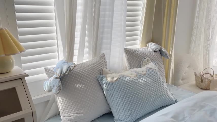 91家纺网 家纺一手货源 找家纺 星野 2021新款高克重豆豆绒拼宝宝绒四件套 小泡芙绒蓝