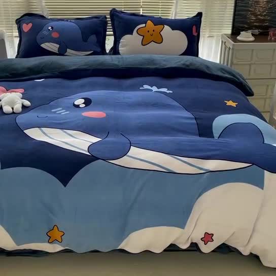 91家纺网 家纺一手货源 找家纺 （总）慕尚 2022新款北欧牛奶绒大版四件套实拍图暖光