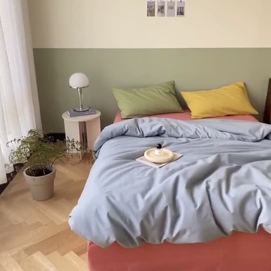 91家纺网 家纺一手货源 找家纺 怡家居 2021新款全棉磨毛混搭四件套 灰