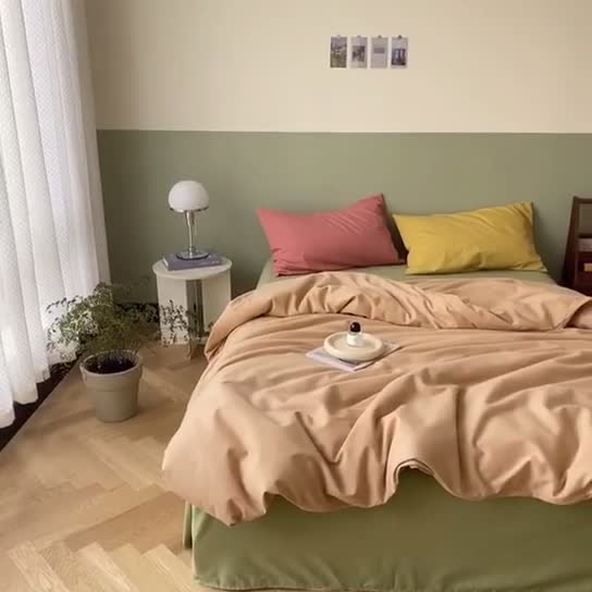 91家纺网 家纺一手货源 找家纺 怡家居 2021新款全棉磨毛混搭四件套 驼