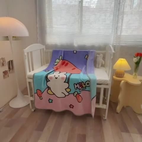 91家纺网 家纺一手货源 找家纺 卡奥家纺 2021新款大版卡通毛毯儿童抱被盖毯 萝卜兔