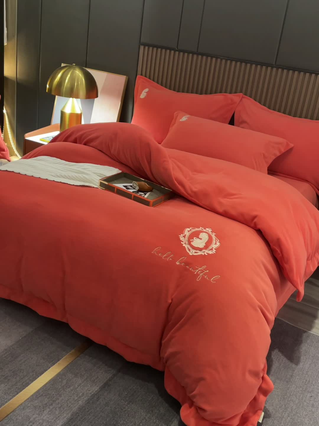 91家纺网 家纺一手货源 找家纺 榻尚家居 2021新款柔暖绒四件套茱莉系列 茱莉桔