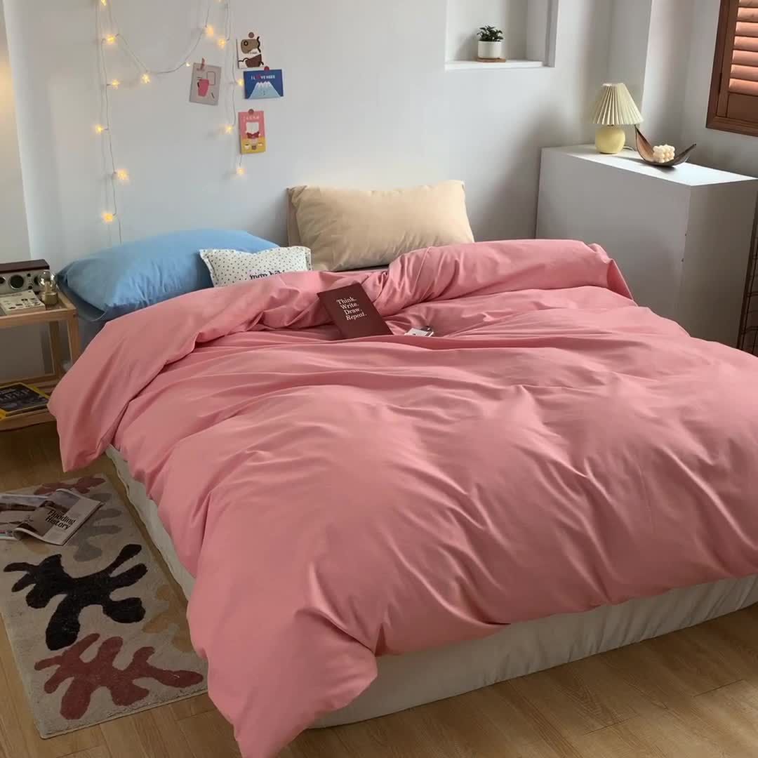 91家纺网 家纺一手货源 找家纺 怡家居 2021新款全棉磨毛混搭四件套 摩卡粉