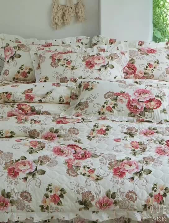 91家纺网 家纺一手货源 找家纺 爱妮玖玖套件14-1全套夹棉普通款床罩床笠四件套（含包装）