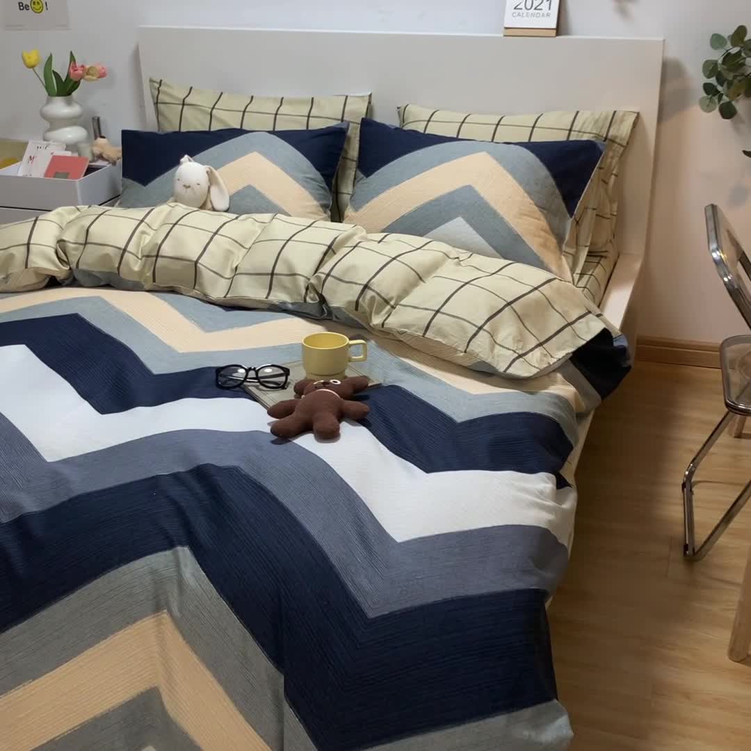 91家纺网 家纺一手货源 找家纺 芊寻家居 2024新款全棉印花13372单被套 交响曲