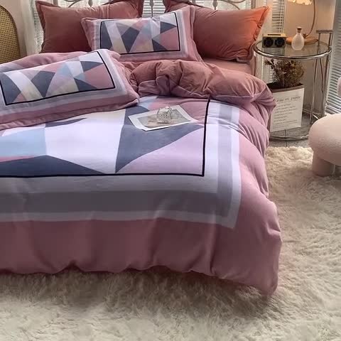 91家纺网 家纺一手货源 找家纺 青竹苑 2021新款宝宝绒大版数码印花四件套 宝格利