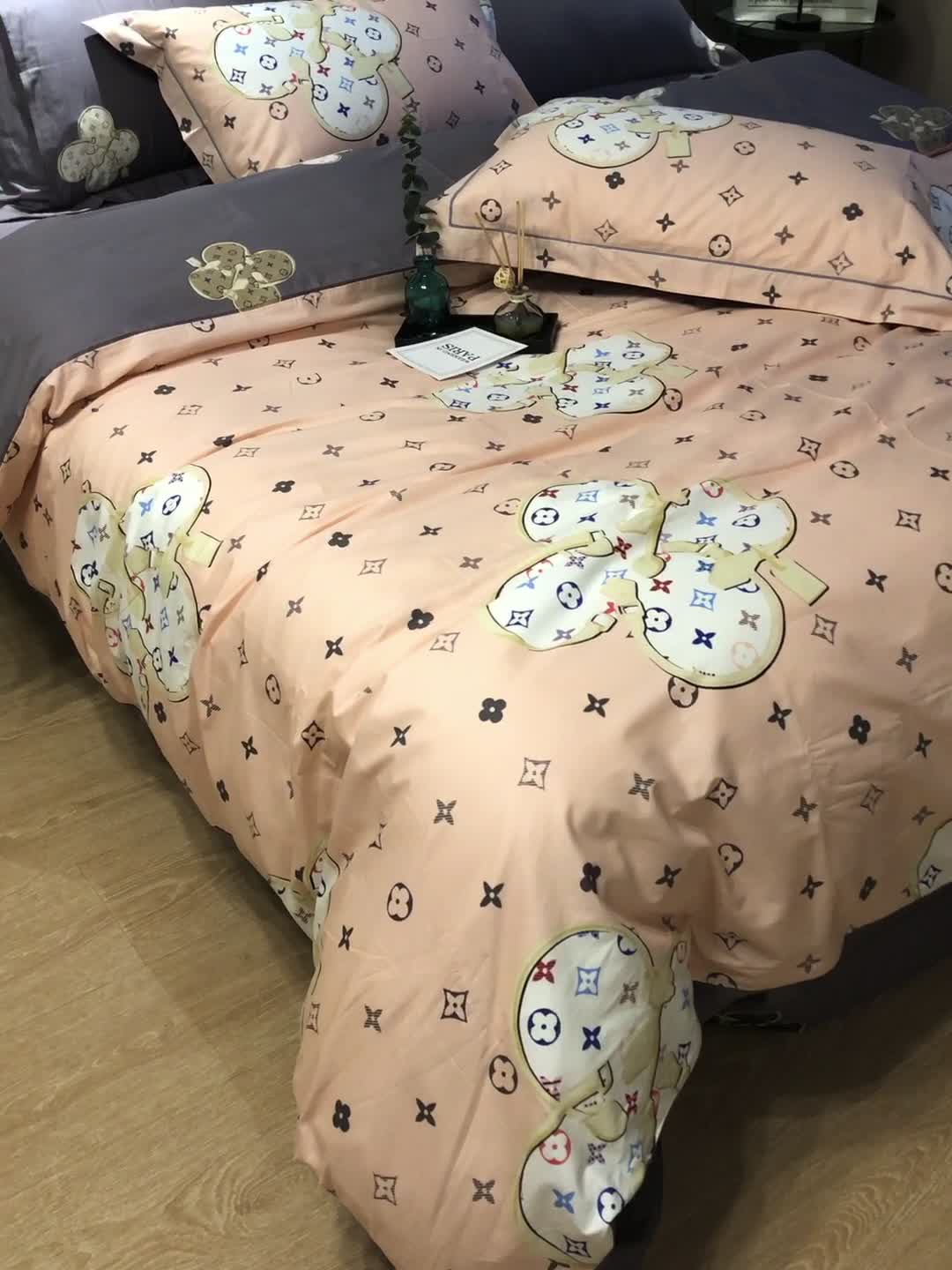 91家纺网 家纺一手货源 找家纺 棉生活 2021新款全棉铂金棉小资系列四件套温情贵族粉