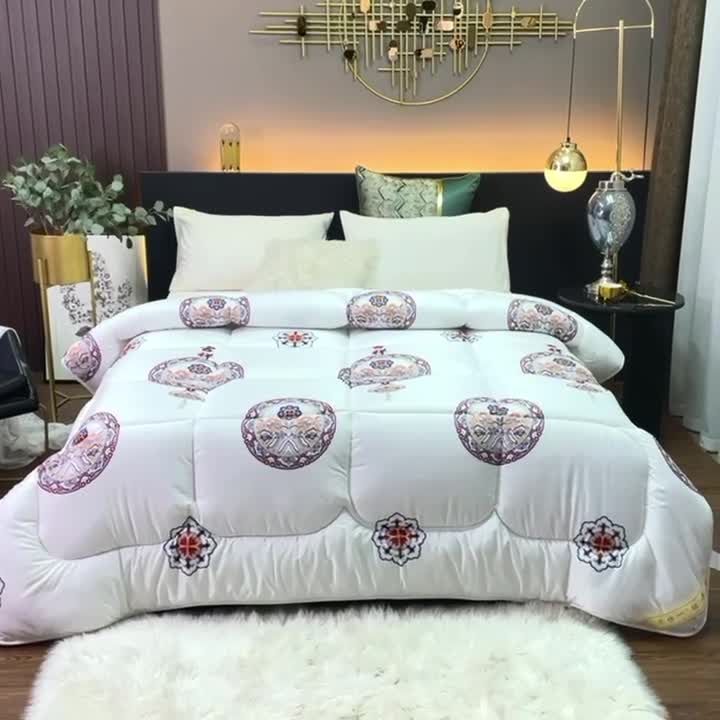 91家纺网 家纺一手货源 找家纺 总欧雅搁2025新款羽丝绒冬被 被子被芯春秋被冬被 吉祥