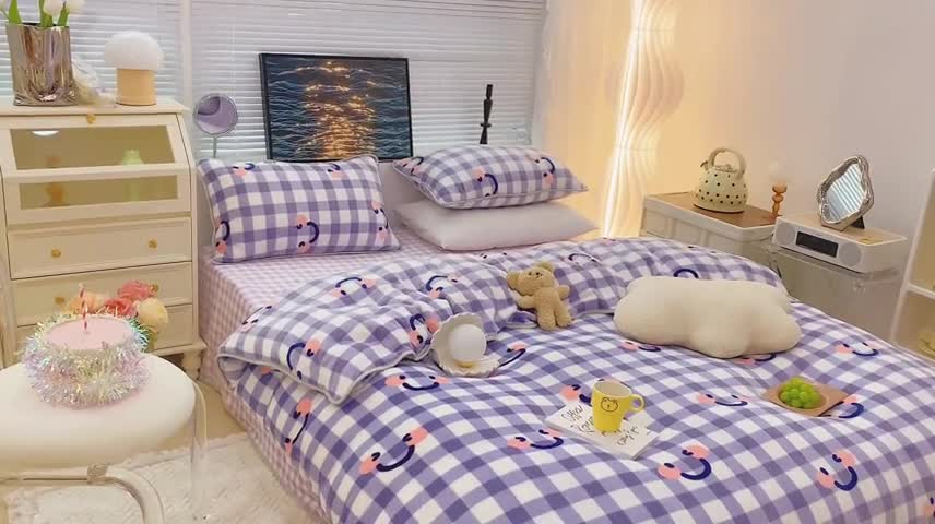 91家纺网 家纺一手货源 找家纺 （总）顾里2021新款ins韩国高端保暖牛奶绒四件套