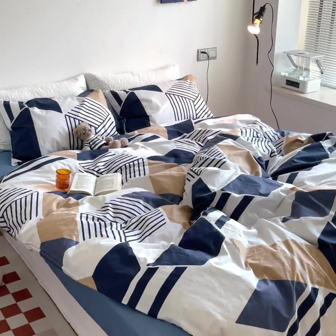 91家纺网 家纺一手货源 找家纺 盛馨家纺 2023新款复古风情13372全棉四件套 时尚空间