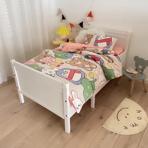 91家纺网 家纺一手货源 找家纺 鱼宝 2021新款小版牛奶绒婴童多件套 快乐女孩