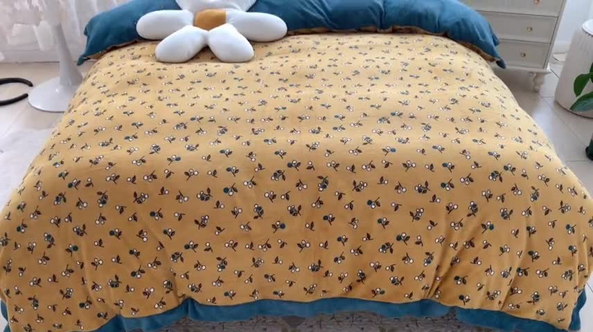 91家纺网 家纺一手货源 找家纺 金爱家 2021新款高克重牛奶绒四件套 秋实