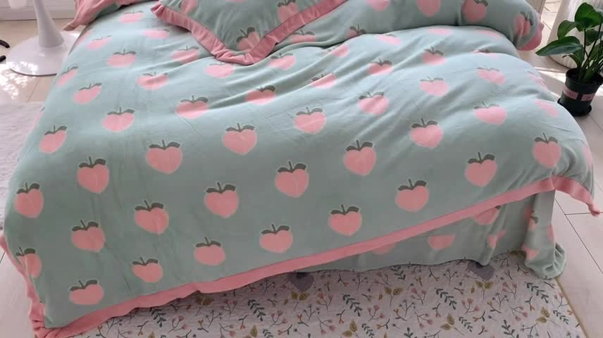 91家纺网 家纺一手货源 找家纺 金爱家 2021新款高克重牛奶绒四件套 蜜桃绿