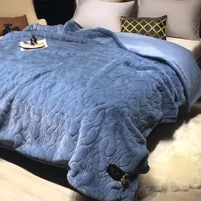 91家纺网 家纺一手货源 找家纺 凯轩毛毛毯毯子 仿裘皮毛毛毯毯子 淡蓝