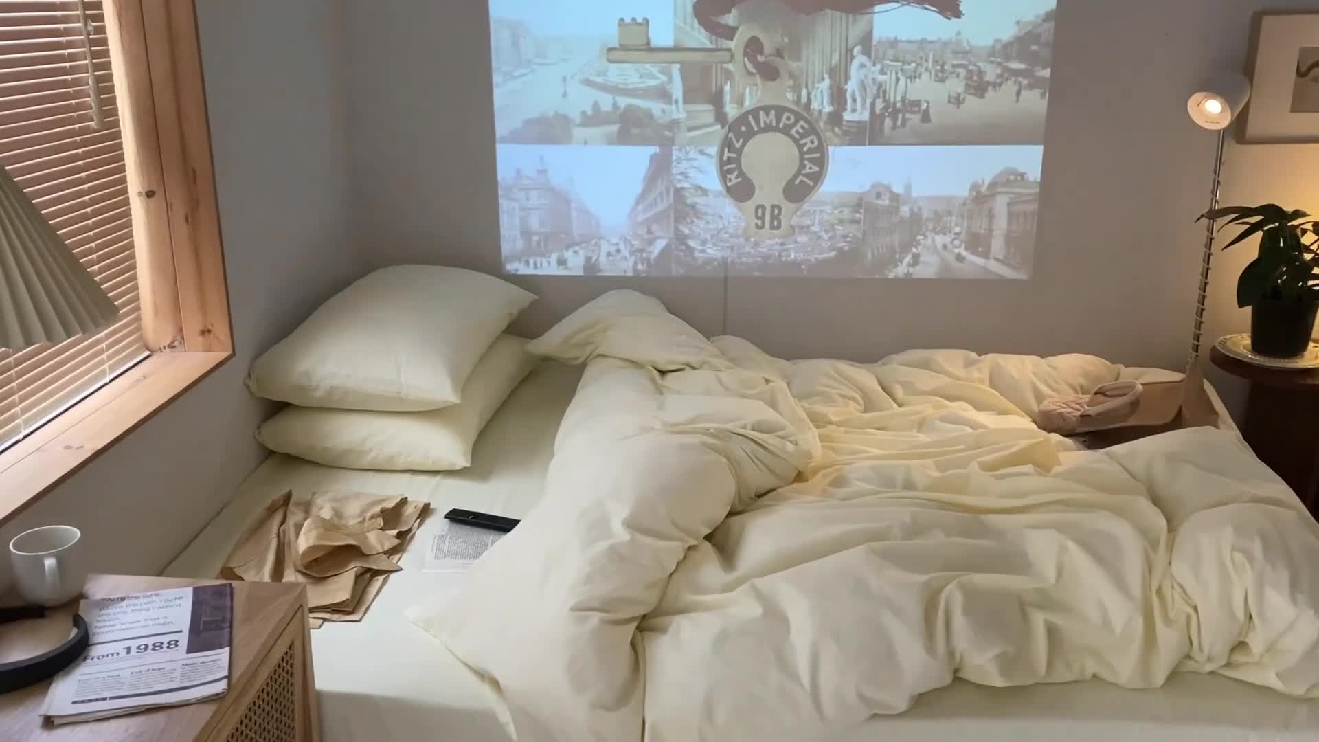 91家纺网 家纺一手货源 找家纺 梦享生活家居 2021新款水洗棉双拼四件套 ins奶茶