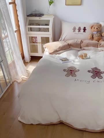 91家纺网 家纺一手货源 找家纺 （总）星期八 2021新款圣诞款牛奶绒四件套