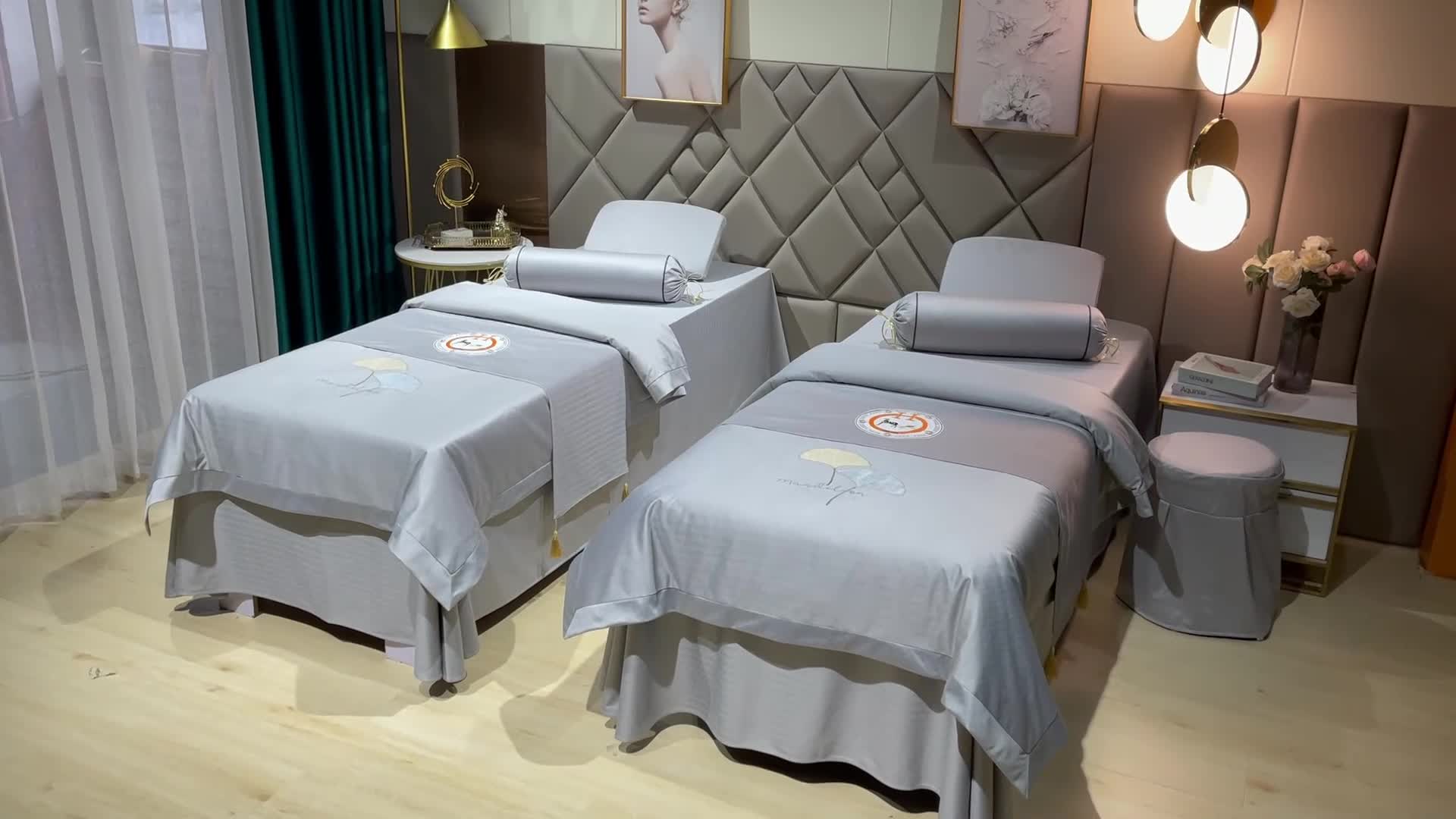 91家纺网 家纺一手货源 找家纺 不打烊家纺 2021新款焕彩尼美容床罩-银杏花开床单款 灰色