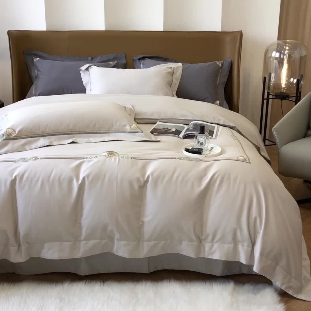 91家纺网 家纺一手货源 找家纺 2021新款进口超柔澳棉磨毛刺绣工艺款四件套恋-柔白