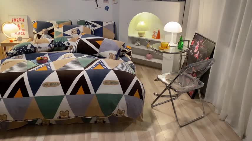 91家纺网 家纺一手货源 找家纺 金爱家 2021新款跑量款牛奶绒四件套 嗨熊