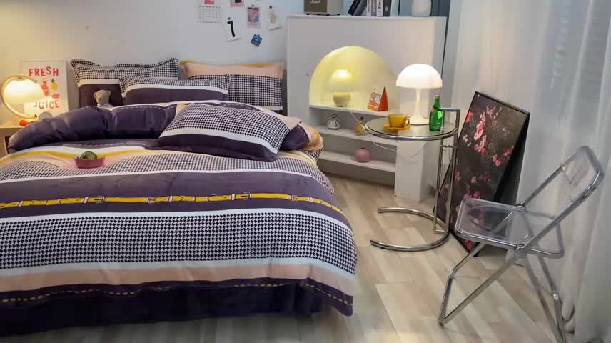 91家纺网 家纺一手货源 找家纺 金爱家 2021新款跑量款牛奶绒四件套 千鸟格