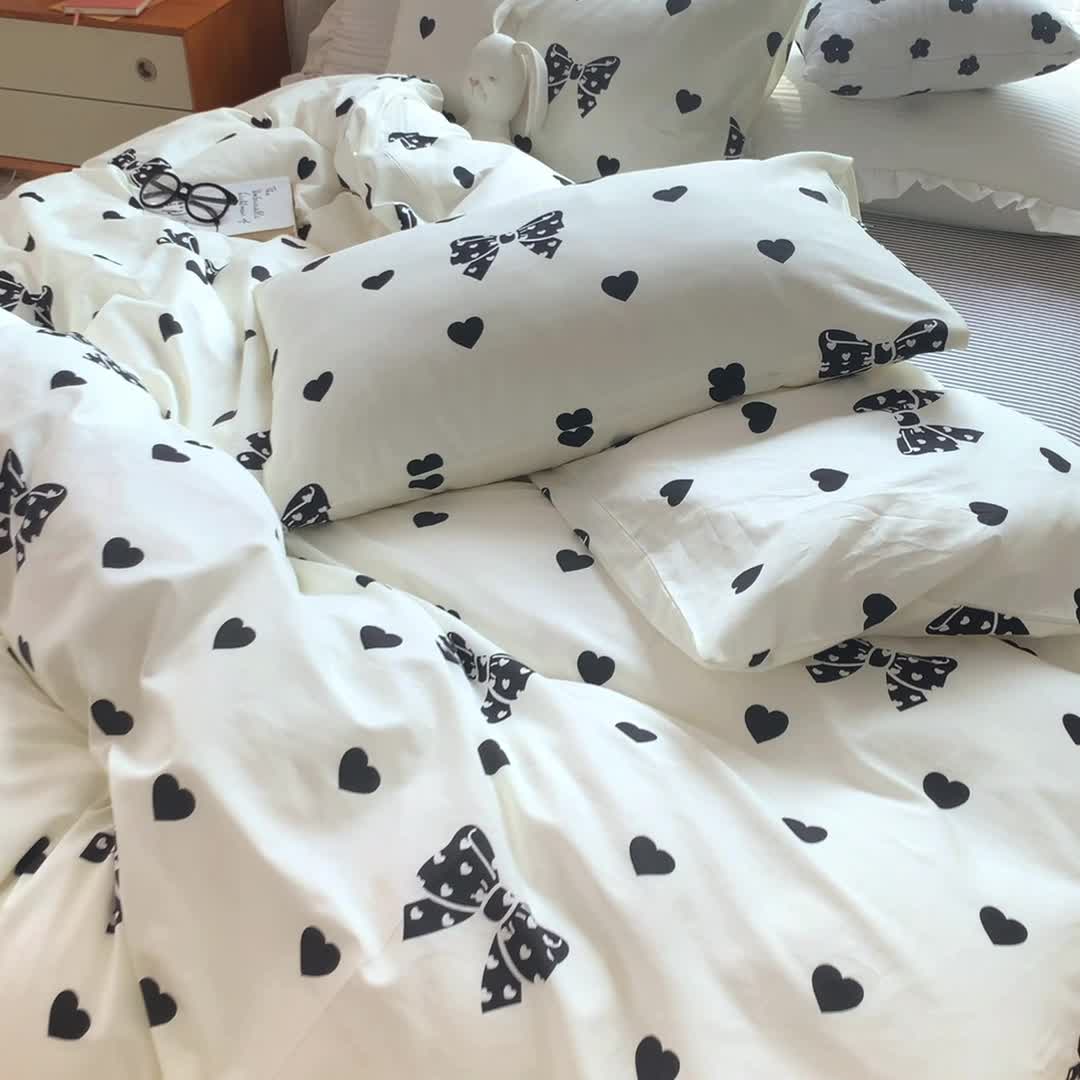 91家纺网 家纺一手货源 找家纺 梦家居2021新款赫本风四件套 赫本蝴蝶结