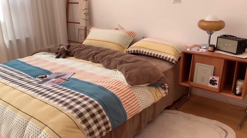 91家纺网 家纺一手货源 找家纺 时年家纺 2021新款牛奶绒印花系列四件套 西雅图咖